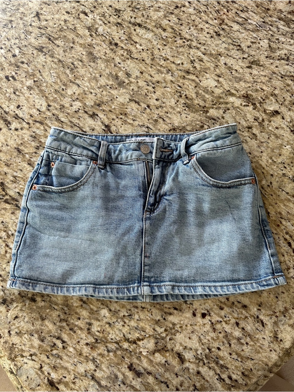 Garage Faded Blue Denim Mini Skirt